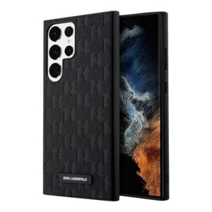 Lagerfeld для Galaxy S23 Ultra чехол PU Saffiano Monogram Metal Plate logo Hard Black 1