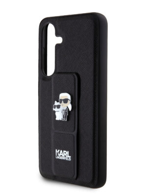 Lagerfeld для Galaxy S24 чехол GripStand PU Saffiano NFT Karl & Choupette metal Hard Black 1