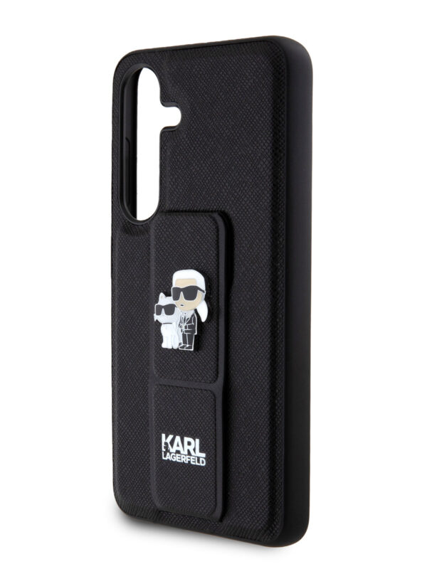 Lagerfeld для Galaxy S24 чехол GripStand PU Saffiano NFT Karl & Choupette metal Hard Black 1