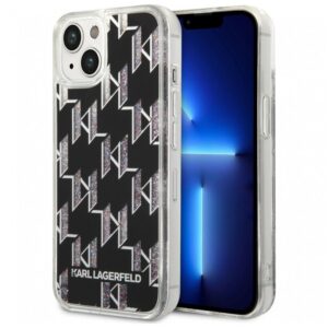 Lagerfeld для iPhone 14 чехол Liquid Glitter Monogram Hard Black 1
