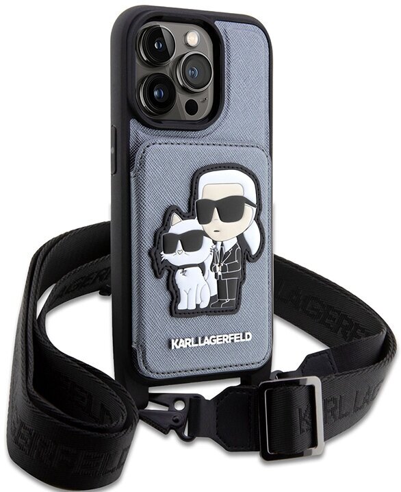 Lagerfeld для iPhone 14 Pro Max чехол Crossbody cardslot PU Saffiano NFT Karl&Choup Metal Hard Black 1 Lagerfeld для iPhone 14 Pro Max чехол Crossbody cardslot PU Saffiano NFT Karl&Choup Metal Hard Black 1