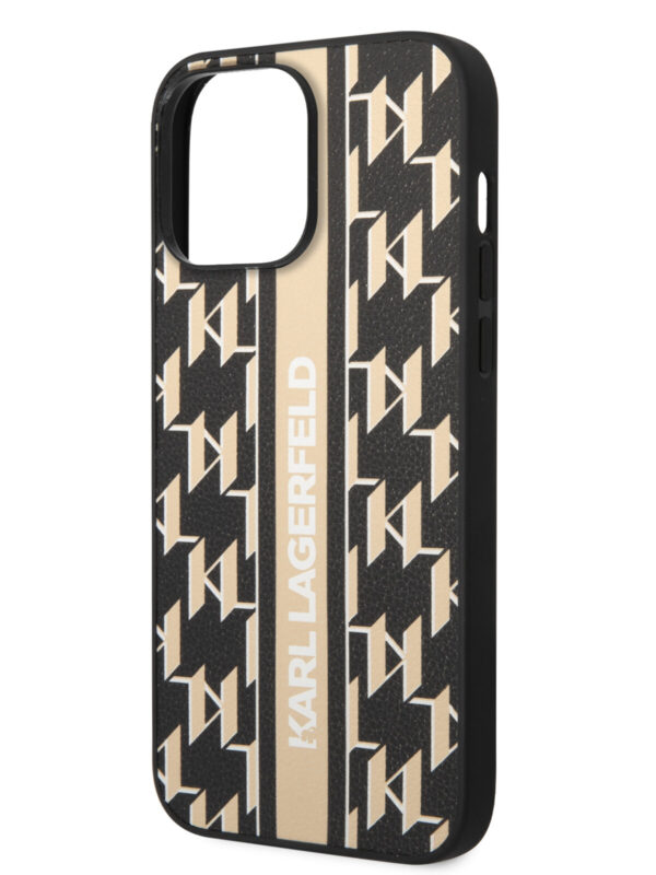 Lagerfeld для iPhone 14 Pro Max чехол PU Monogram Vertical logo Hard Brown 1
