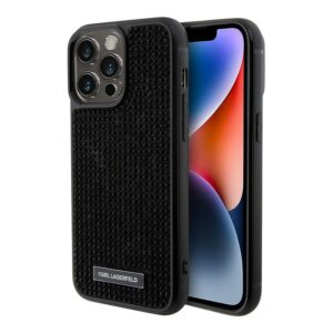 Lagerfeld для iPhone 15 чехол Diamond Rhinestone Metal logo Hard Black 1