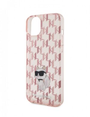 Lagerfeld для iPhone 15 чехол PC/TPU Monogram NFT Karl & Choup Metal Camera Hard Transp (MagSafe) 1