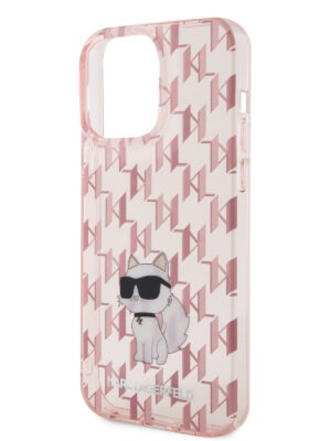 Lagerfeld для iPhone 15 Pro Max чехол PC/TPU Monogram NFT Choupette Hard Pink 1