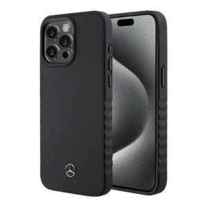 Mercedes для iPhone 15 Pro Max чехол Leather Plain Smooth Hard Black 1