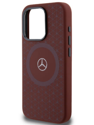 Mercedes для iPhone 15 Pro Max чехол Liquid silicone Stars Laser Ring Hard Red (MagSafe) 1