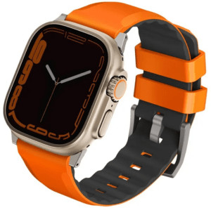Uniq для Apple Watch 49/45/44/42 mm ремешок Linus Airosoft silicone strap Volt Orange 1