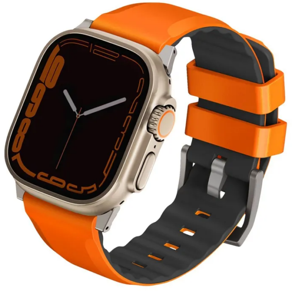 Uniq для Apple Watch 49/45/44/42 mm ремешок Linus Airosoft silicone strap Volt Orange 1
