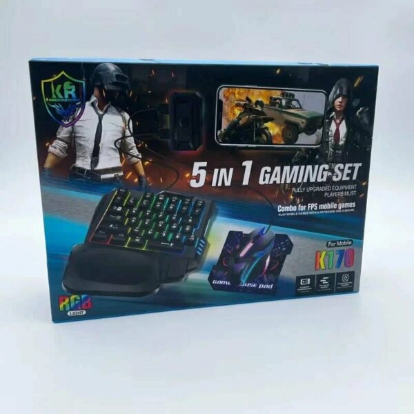 Игровой набор 5в1 для смартфона клавиатура, мышь, коврик, подставка для телефона RGB Light K170 для 1