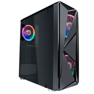 Корпус 1STPLAYER Firerose F4 (F4-3R1 )ATX, tempered glass side panels 3x 120mm LED fans inc. 1