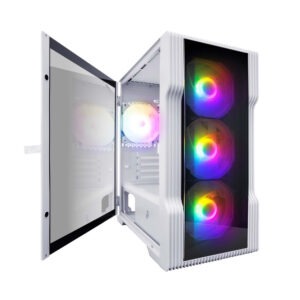 Корпус 1STPLAYER Trilobite T3-G T3-G-WH-4F1-W White mATX TG 4x 120mm LED fans inc 1