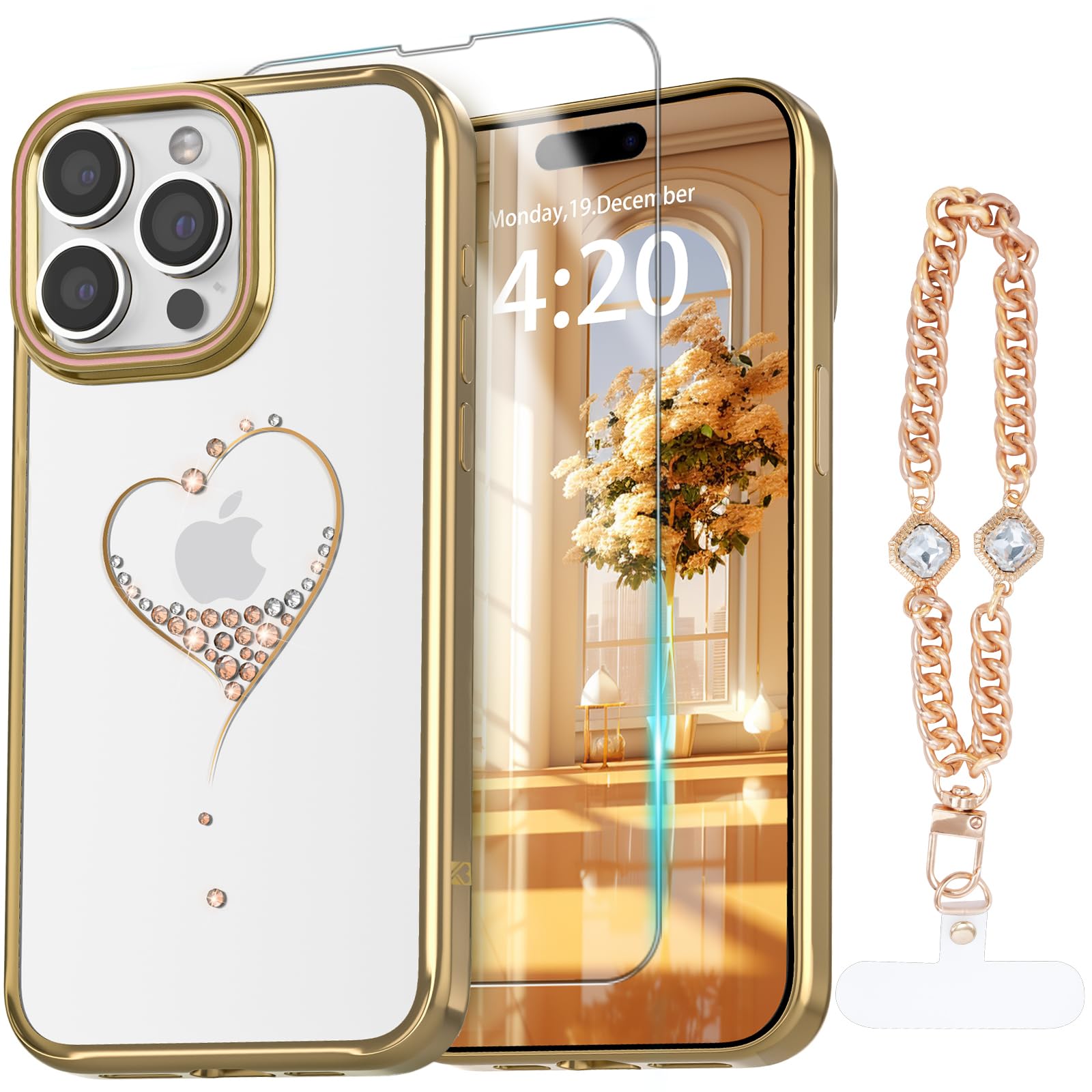 Накладка Kingxbar Clear с окантовкой золото для iPhone 15 Pro 6.1" Сердце 1 Накладка Kingxbar Clear с окантовкой золото для iPhone 15 Pro 6.1" Сердце 1