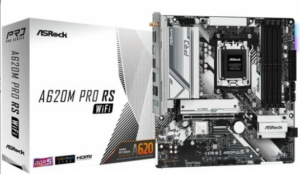 Материнская плата ASRock A620M PRO RS WIFI, Socket AM5, AMD A620, 4xDDR5-5200, HDMI+DP, 1xPCI-Ex16, 1