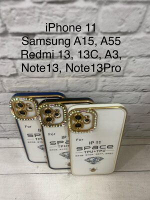 Силиконовый прозрачный бампер, с защитой камеры в блестках для Iphone 11 1