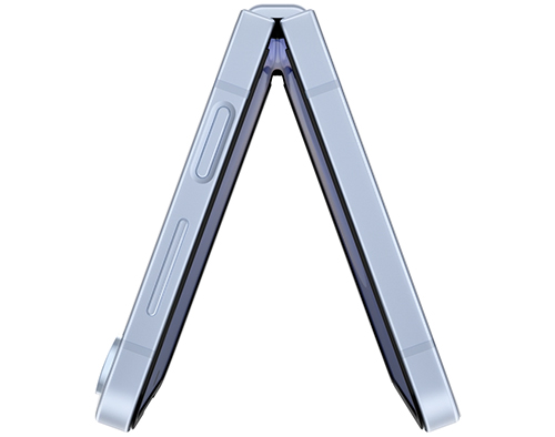 Наполовину сложенный компактный Galaxy Z Flip6 виден сбоку.