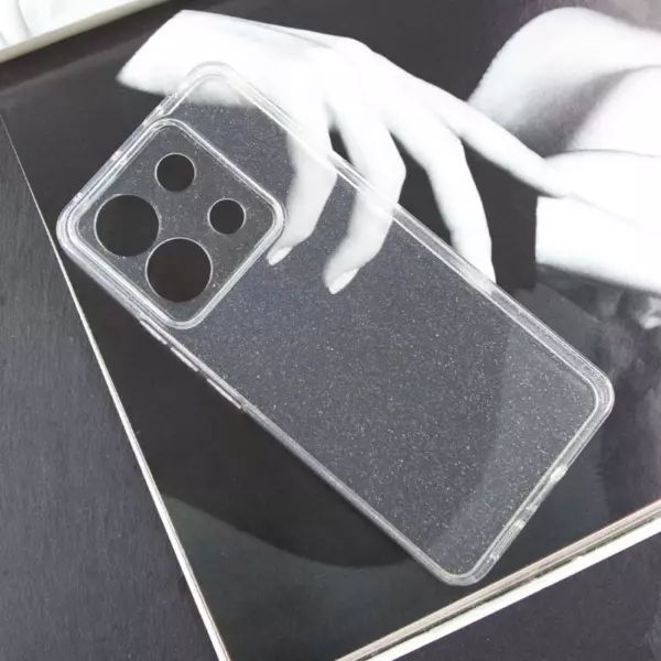 Силиконовый прозрачный бампер, с защитой камеры в блестках для Poco X6 pro 1