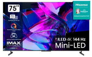 75" Телевизор Hisense 75U7KQ черный 3840 x 2160 Ultra HD 4K 120 Гц  Smart TV VIDAA 1