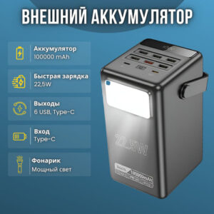 Power bank Hoco DB03 Entude 22.5W fully campatible power bank 100000mAh, черный 1