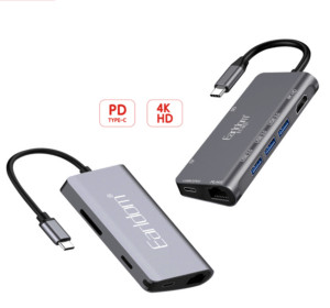 HUB USB-C Earldom ET-W21 8in1 silver 1 HUB USB-C Earldom ET-W21 8in1 silver 1