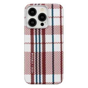 Чехол PITAKA MagEZ Case 5 для iPhone 15 Pro MAX 6.7", принт красно/белые линии (Red, white and blue 1