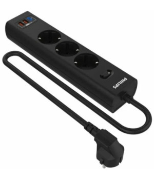 Сетевой фильтр Philips  3 Розетки с USB PD/QC3.0 (5/9/12В) 30Вт  кабель - 3M черный 1