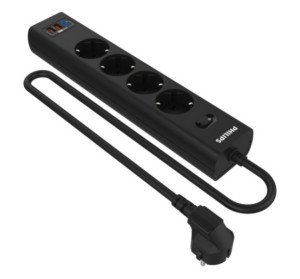 Сетевой фильтр Philips  4 Розетки с USB PD/QC3.0 (5/9/12В) 30Вт  кабель - 3M черный 1