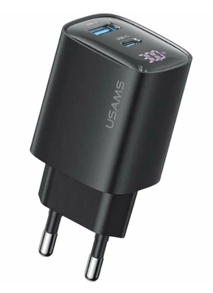 СЗУ USAMS CC229 30W GaN Fast Charger цифр.дисплей black 1 СЗУ USAMS CC229 30W GaN Fast Charger цифр.дисплей black 1