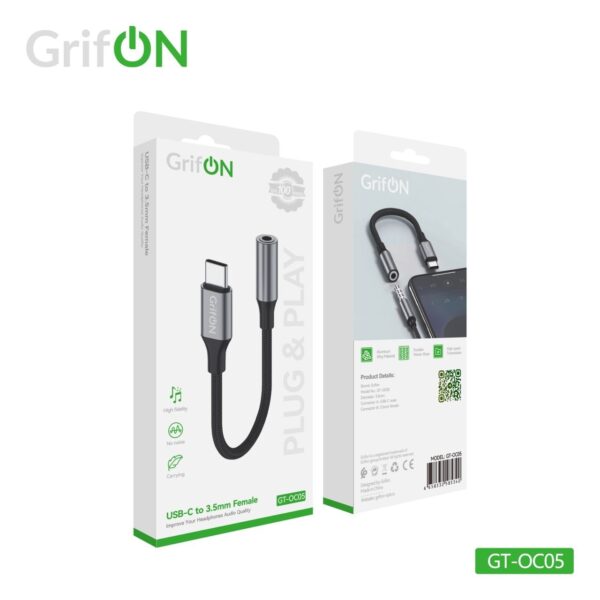 Адаптер GrifON GT-OC05 AUX (мама)/Type-C (папа) black 1