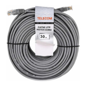 Патч-корд Telecom NA-102--30M литой UTP кат 5е 30,0м серый 1