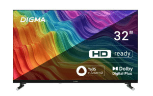 32" Телевизор Digma DM-LED32SBB32, HD, черный, СМАРТ ТВ, YaOS 1