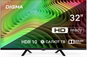 32" Телевизор Digma DM-LED32SBB34 черный 1366x768, HD, 60 Гц, Wi-Fi, Smart TV, СалютТВ 1