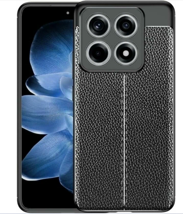 Силиконовая накладка под кожу для Xiomi 14T Pro черный 1