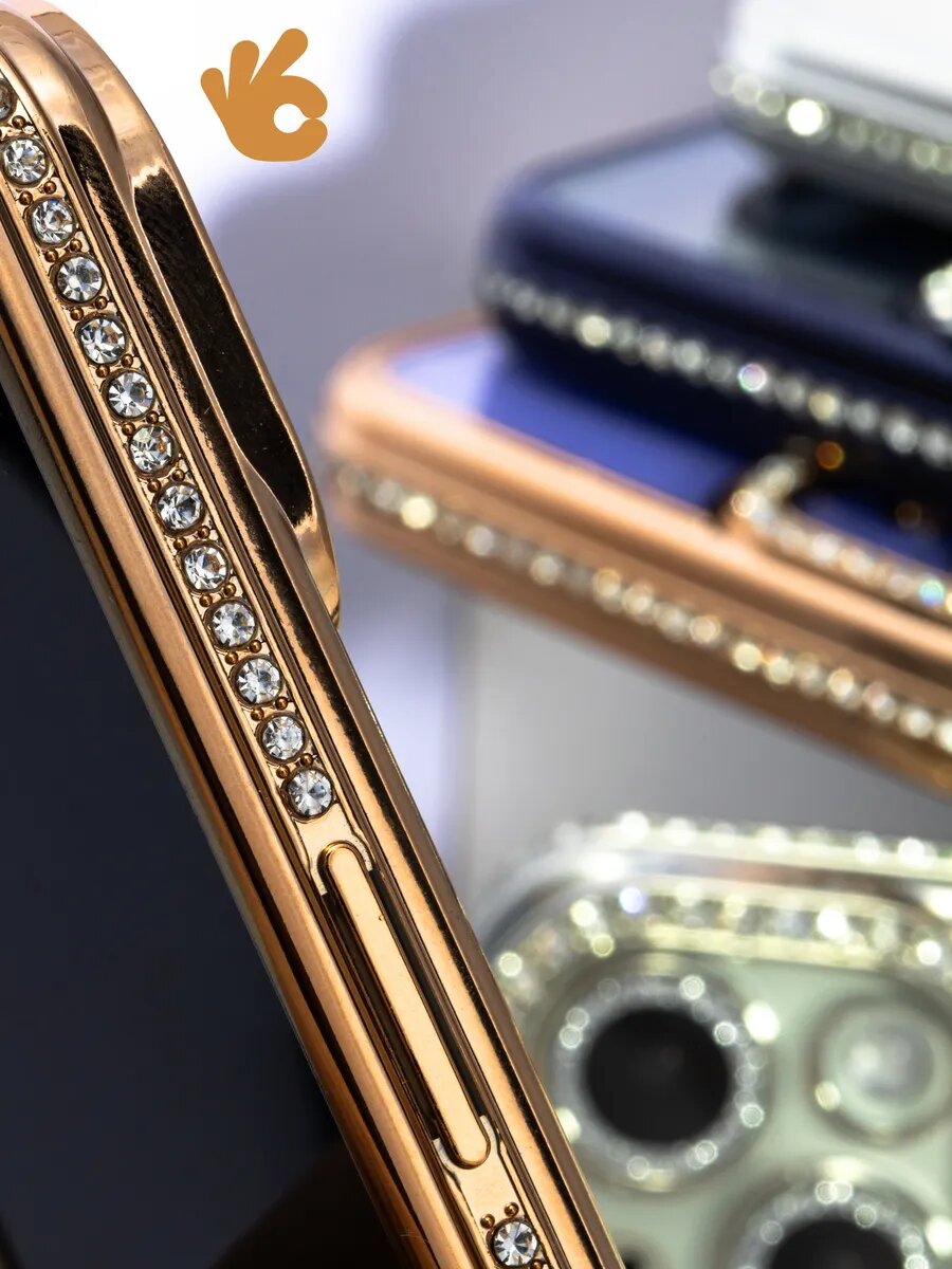 Чехол-накладка для Xiaomi Redmi 13C Золотые стразы с MagSafe 4 Чехол-накладка для Xiaomi Redmi 13C Золотые стразы с MagSafe 4