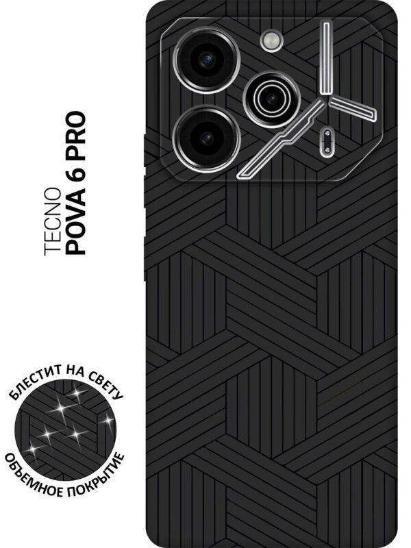 Силиконовый чехол на Tecno Pova 6 Neo с принтом "Стикеры с штурмовиком" матовый черный 4