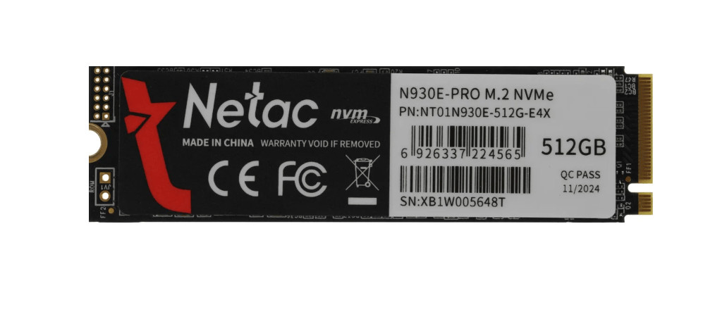 SSD Netac N930E Pro 512GB (NT01N930E-512G-E4X) NVMe M.2 PCI-e3.0 1 SSD Netac N930E Pro 512GB (NT01N930E-512G-E4X) NVMe M.2 PCI-e3.0 1