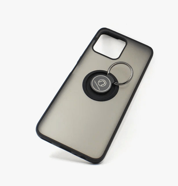 Накладка пластик матовый с окантовкой для Honor X8C с кольцом-держателем черный 1 Накладка пластик матовый с окантовкой для Honor X8C с кольцом-держателем черный 1