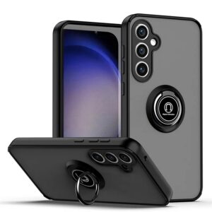 Накладка пластик матовый с окантовкой для Samsung A15 с кольцом-держателем черный 1