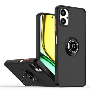 Накладка пластик матовый с окантовкой для Samsung A06 с кольцом-держателем черный 1