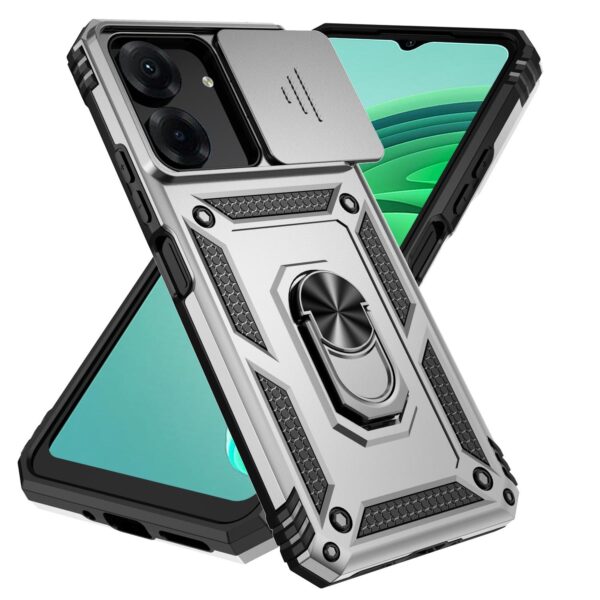 Противоударная накладка Armor Case с кольцом для Xiaomi Redmi 13C серебристый 1