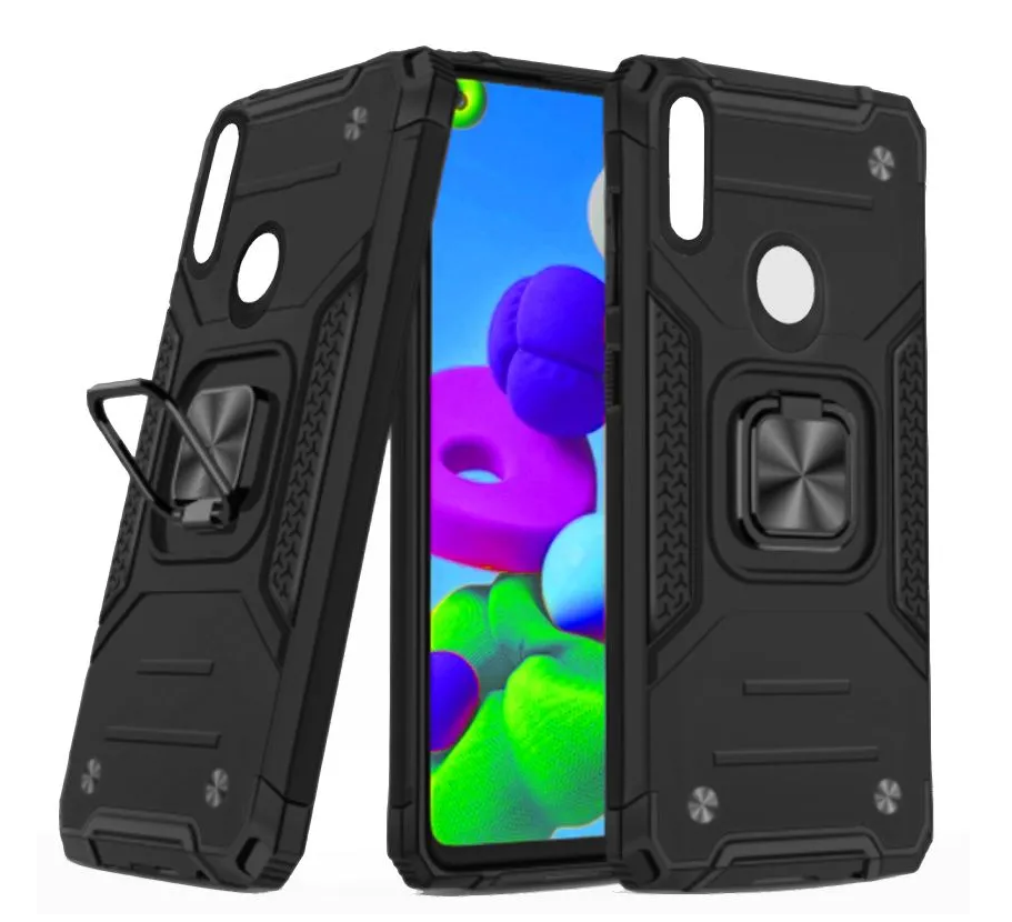 Накладка пластик матовый с окантовкой для Honor 10 Lite/P smart 2019 с кольцом-держателем черный 1 Накладка пластик матовый с окантовкой для Honor 10 Lite/P smart 2019 с кольцом-держателем черный 1
