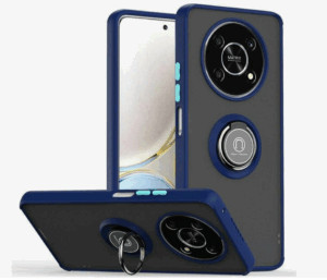 Накладка пластик матовый с окантовкой для Honor X9A с кольцом-держателем черный 1