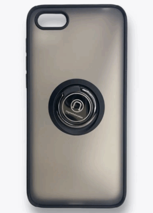 Накладка пластик матовый с окантовкой для Huawei  Y5 2018 с кольцом-держателем черный 1