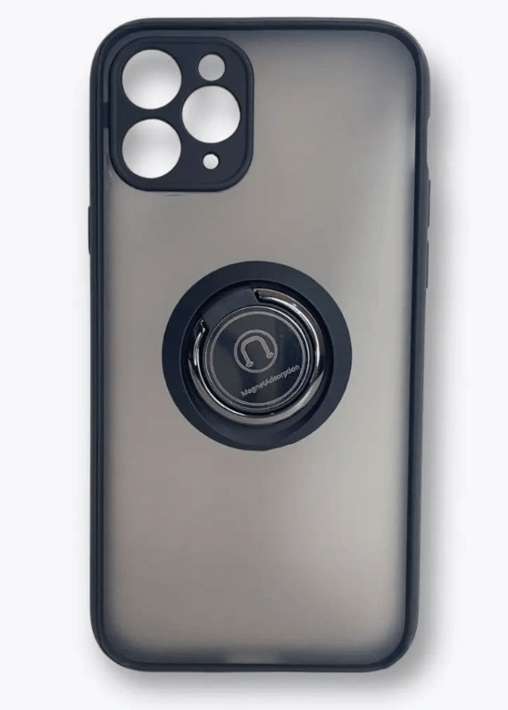 Накладка пластик матовый с окантовкой для iPhone 11 Pro с кольцом-держателем черный 1 Накладка пластик матовый с окантовкой для iPhone 11 Pro с кольцом-держателем черный 1
