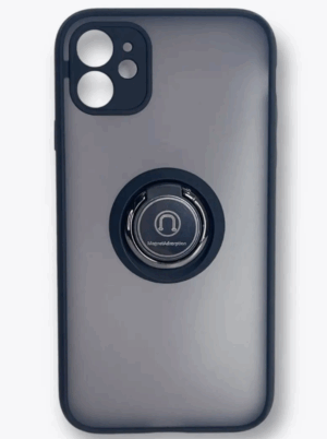 Накладка пластик матовый с окантовкой для iPhone 11 с кольцом-держателем черный 1
