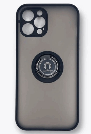 Накладка пластик матовый с окантовкой для iPhone 12 Pro Max с кольцом-держателем черный 1