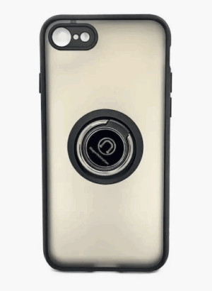 Накладка пластик матовый с окантовкой для iPhone 7/8/SE2/SE3 с кольцом-держателем черный 1