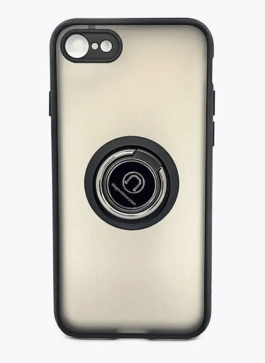 Накладка пластик матовый с окантовкой для iPhone 7/8/SE2/SE3 с кольцом-держателем черный 1 Накладка пластик матовый с окантовкой для iPhone 7/8/SE2/SE3 с кольцом-держателем черный 1