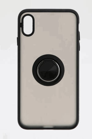 Накладка пластик матовый с окантовкой для iPhone XS Max с кольцом-держателем черный 1