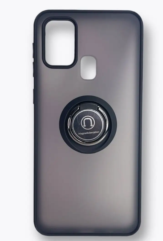 Накладка пластик матовый с окантовкой для Samsung M21 с кольцом-держателем черный 1 Накладка пластик матовый с окантовкой для Samsung M21 с кольцом-держателем черный 1